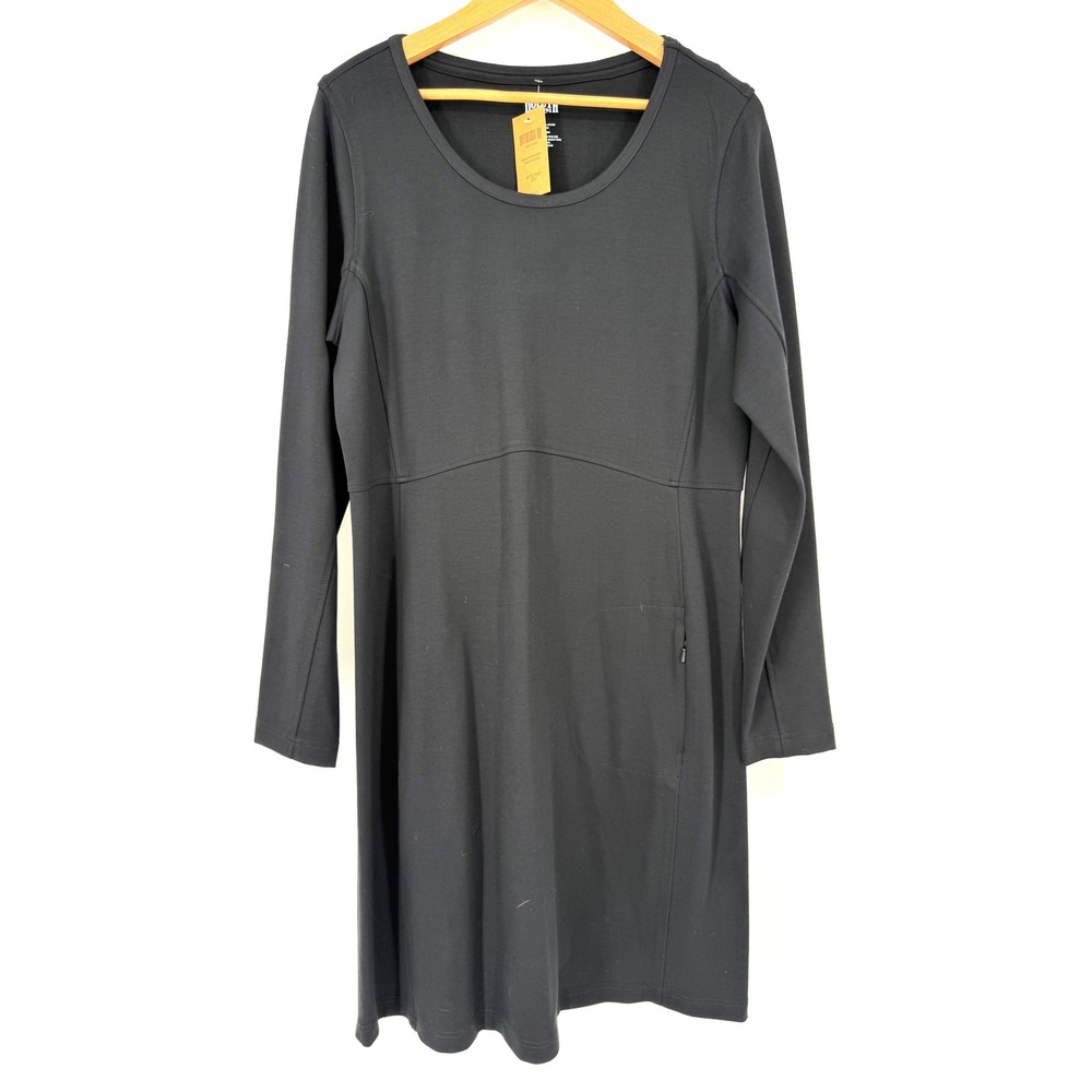 NEW Duluth Trading Women Large Wearwithall Dress Ponte Knit‎ Long Sleeve Black
